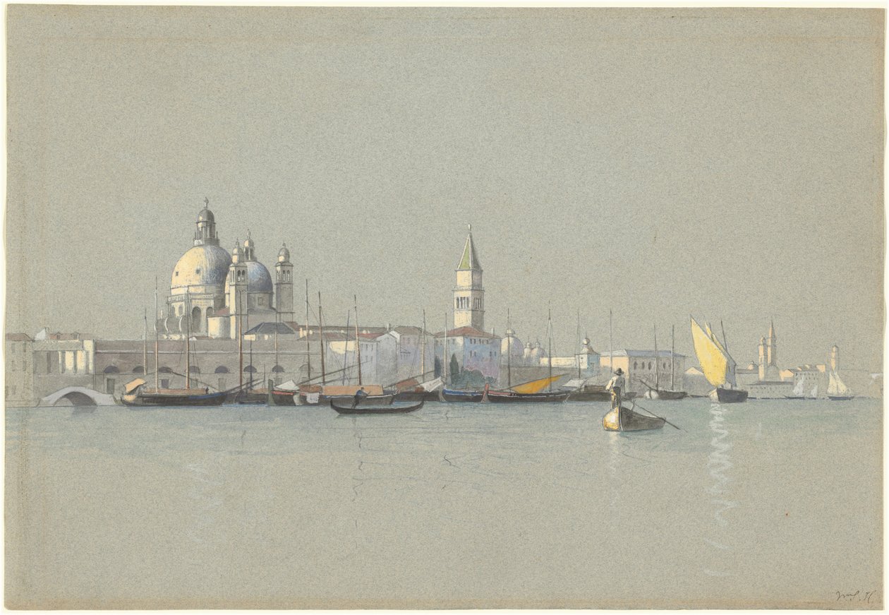 Pohled přes kanál Giudecca směrem k kostelu Salute a zvonici sv. Marka od William Stanley Haseltine
