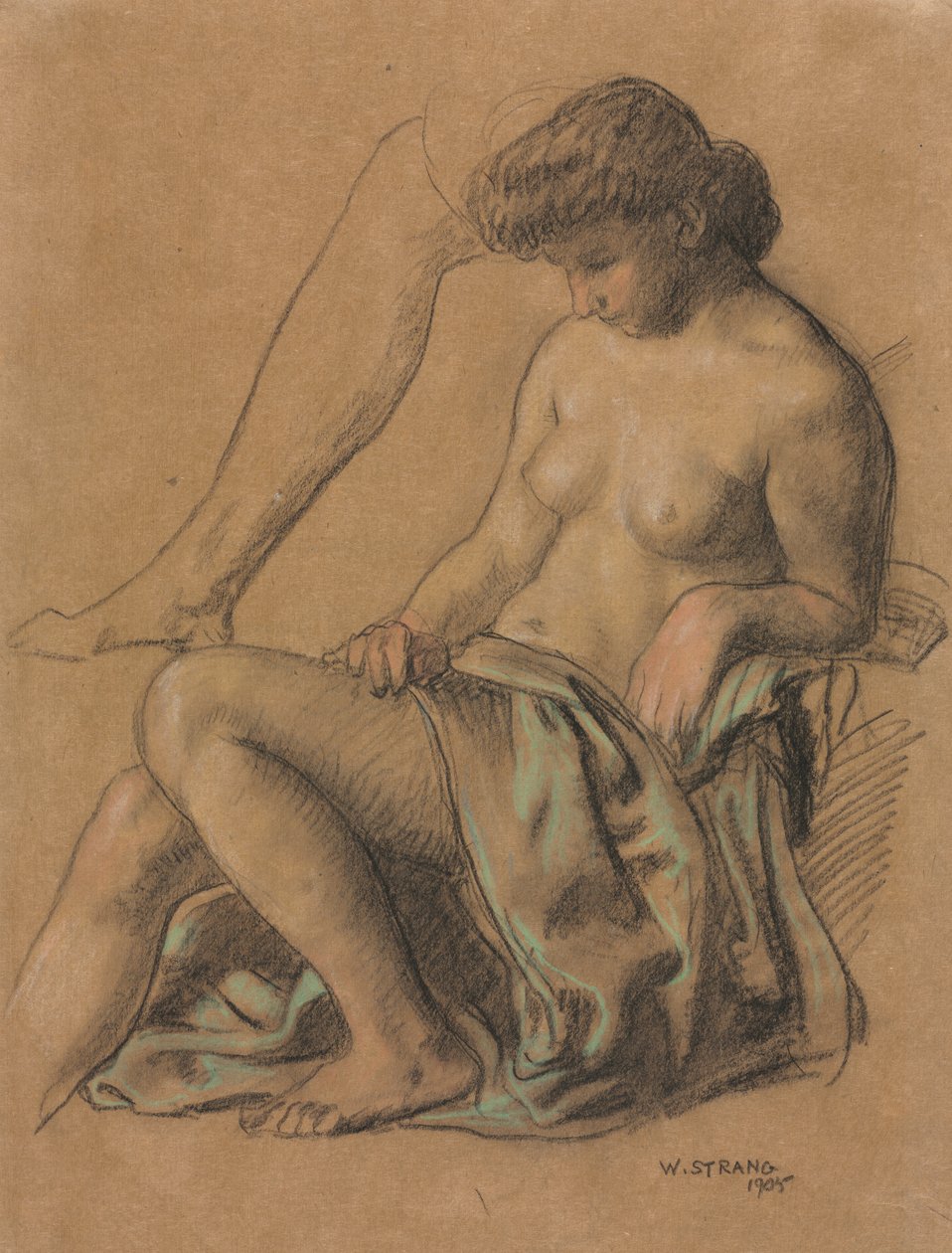 Zahalená postava sedící od William Strang