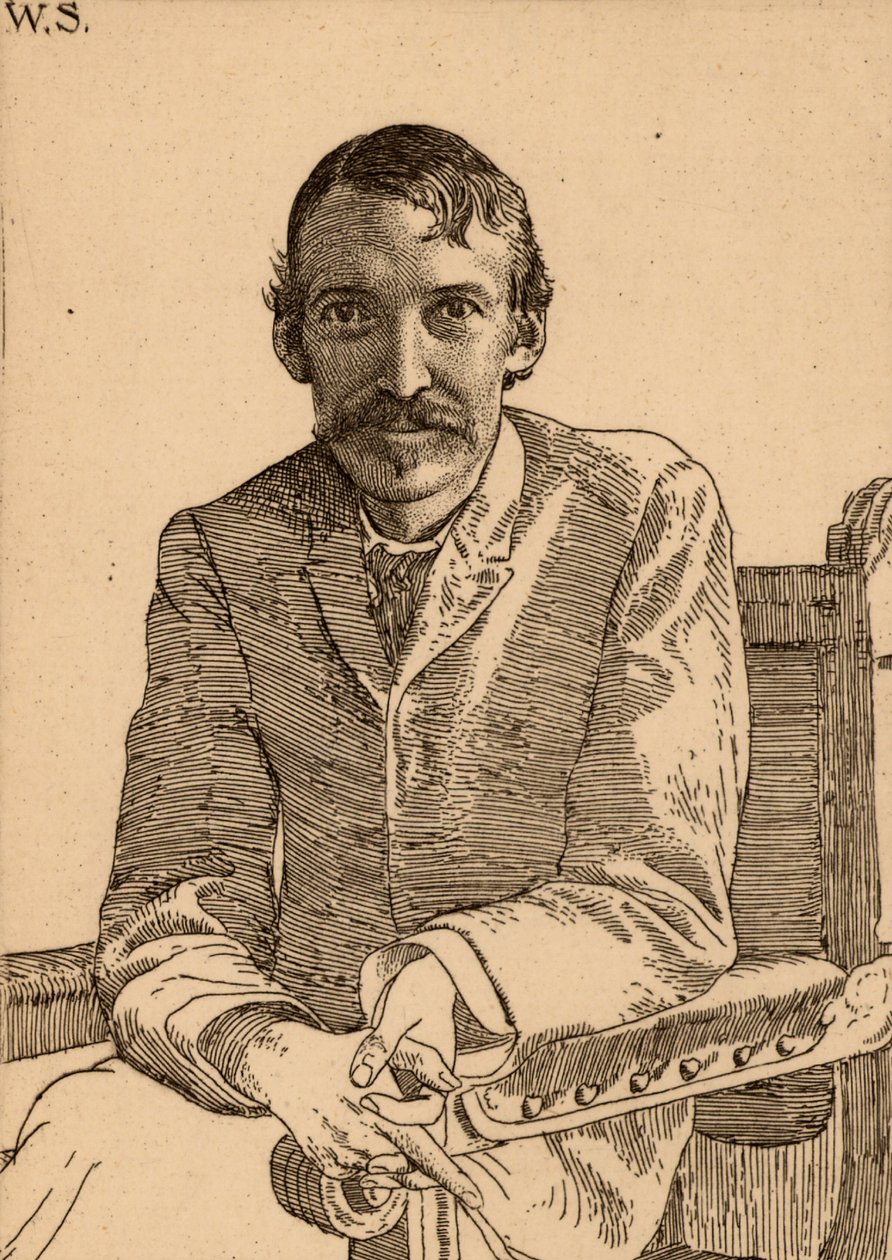 "Robert Louis Balfour Stevenson (1850-1894) skotlantilainen kirjailija od William Strang