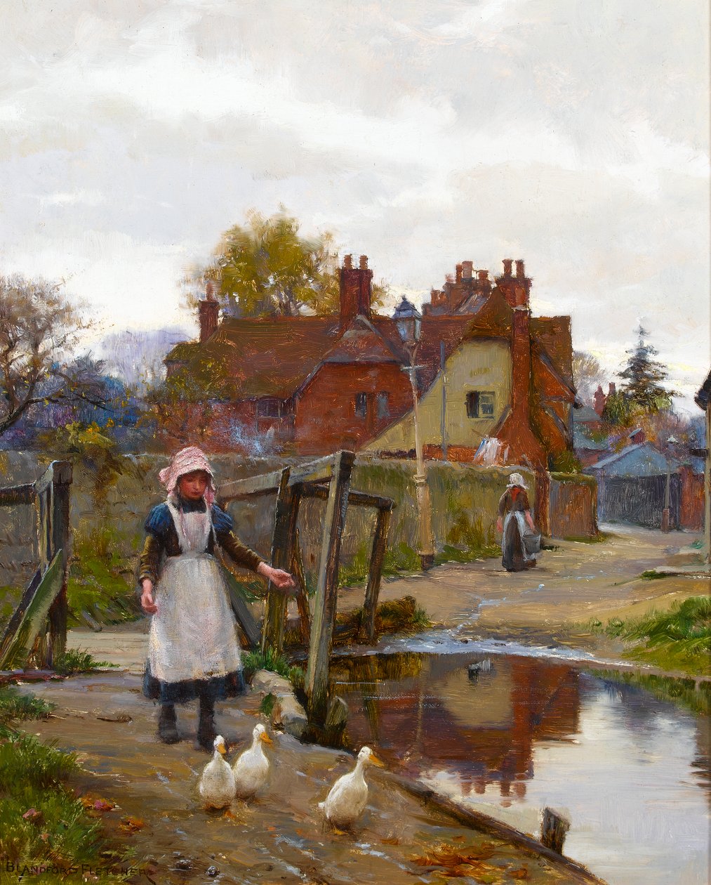 Driving Home the Ducks u Starého mostu, Abingdon od William Teulon Blandford Fletcher