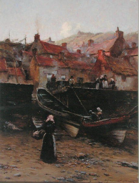Quayside at Staithes, Yorkshire (olej na plátně) od William Teulon Blandford Fletcher