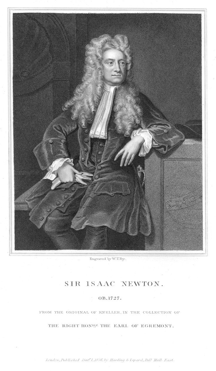 Isaac Newton , anglický matematik a fyzik, 1836 od William Thomas Fry