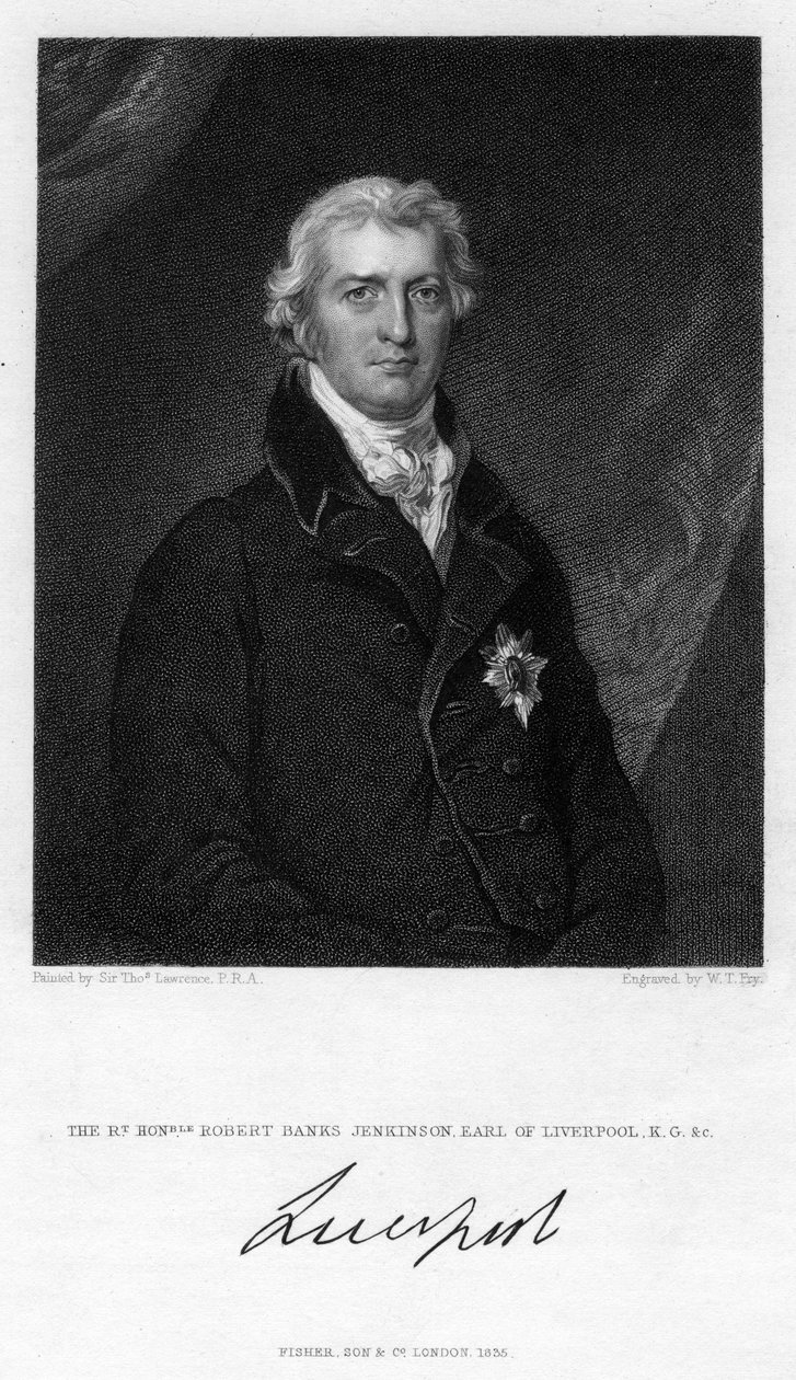 Robert Jenkinson, 2. hrabě z Liverpoolu, britský politik a předseda vlády, 1835. od William Thomas Fry