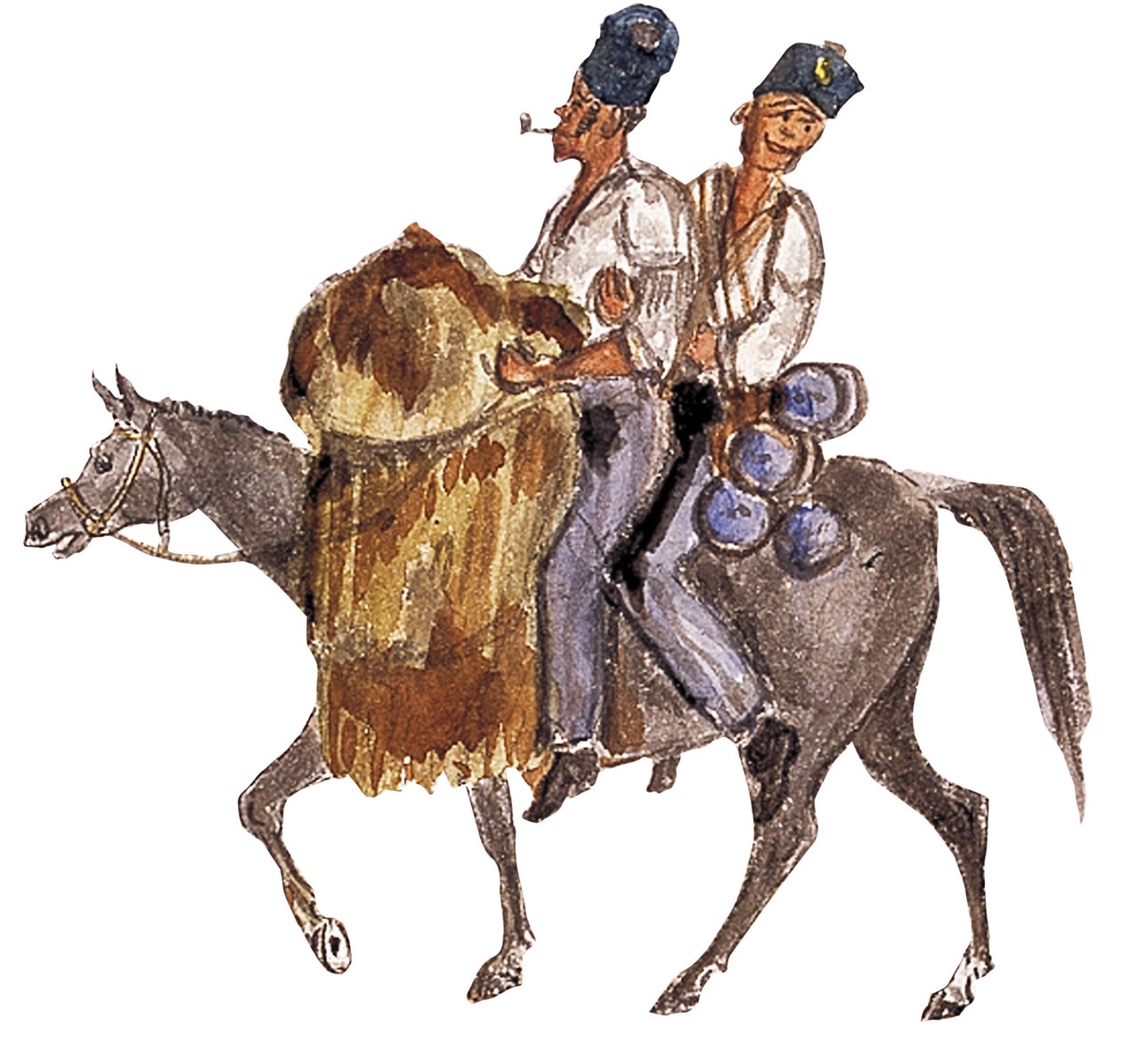 Únava krmiva „Bono Johnny“, Krymská válka, cca 1854-1856 (akvarel) od William Thomas Markham