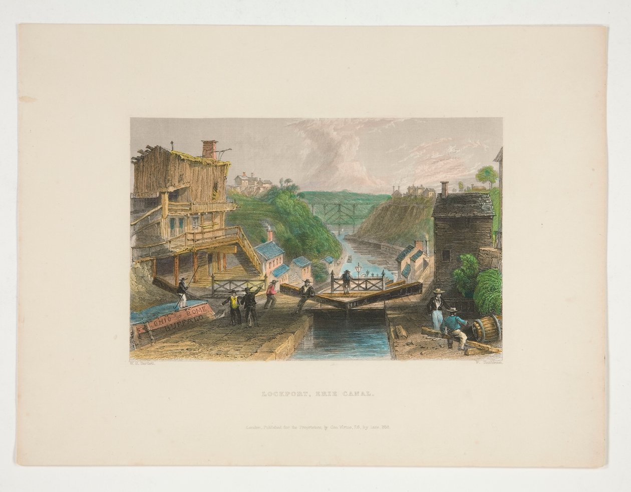 Lockport, Erie Canal, ilustrace pro Nathaniela Parkera Willise od William Tombleson