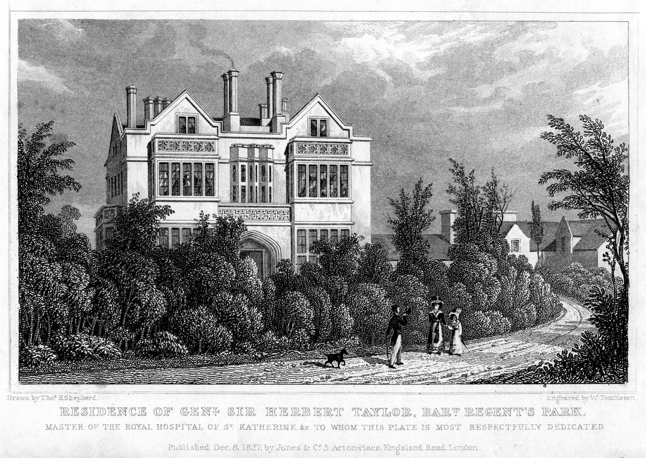 Rezidence generála Sira Herberta Taylora, Baronet, Regents Park, Londýn, 1827. od William Tombleson