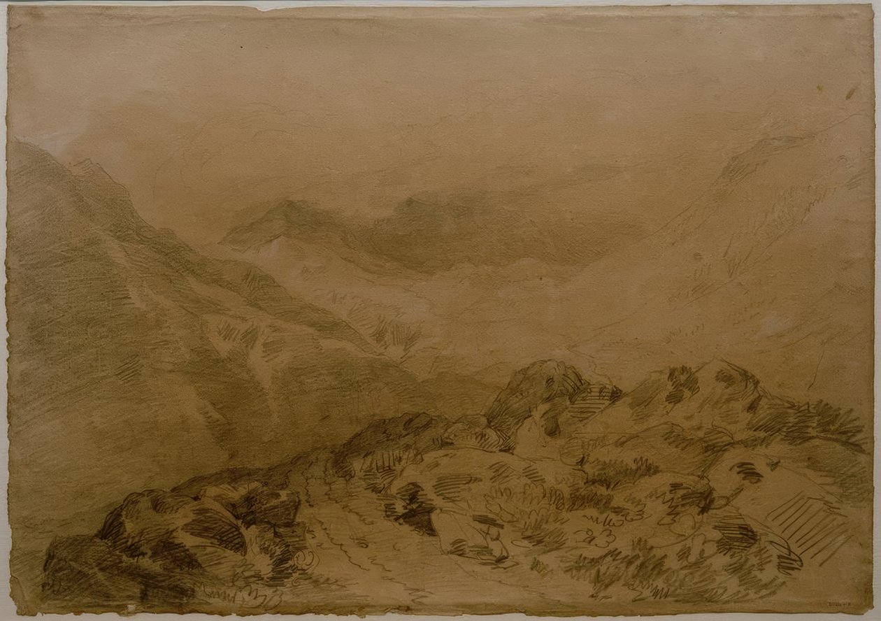 Skalnatý průsmyk mezi horami (Glen Croe, s Slopes of Ben Arthur: Ben an Lochain) od Joseph Mallord William Turner