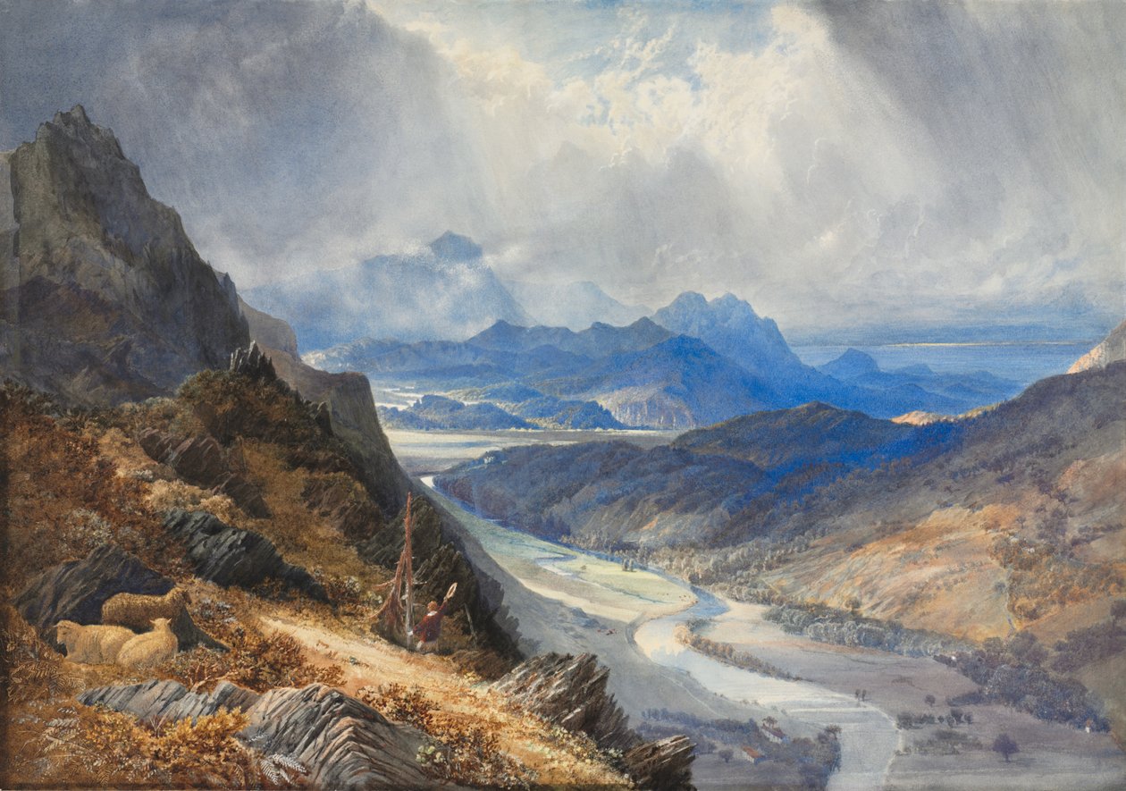 Pohled z Moel Cynwich: Pohled přes údolí Afon Mawddach a směrem ke Caderu Idrisovi od Joseph Mallord William Turner
