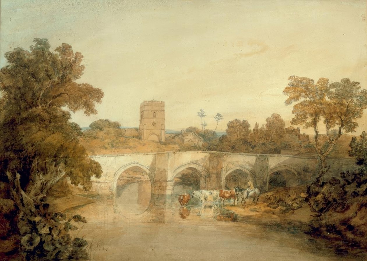 Bromfield na řece Onny, nedaleko Ludlow, Shropshire od Joseph Mallord William Turner