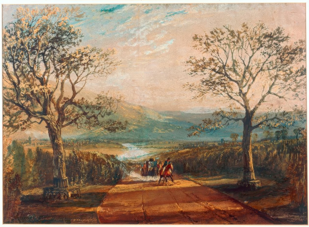 Trenér na silnici přes údolí, vřesoviště za sebou od Joseph Mallord William Turner