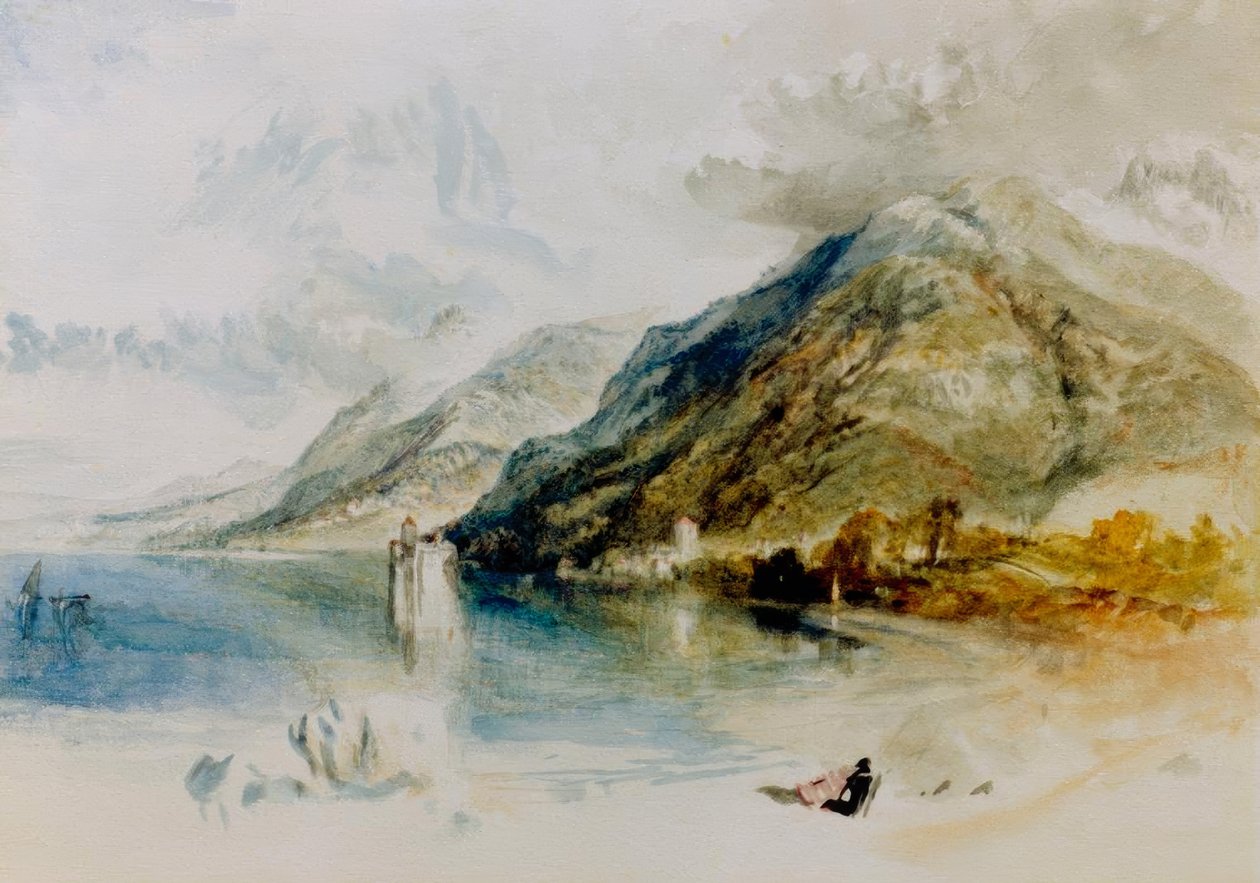 Hrad Chillon na Ženevském jezeře, při pohledu z Villeneuve od Joseph Mallord William Turner