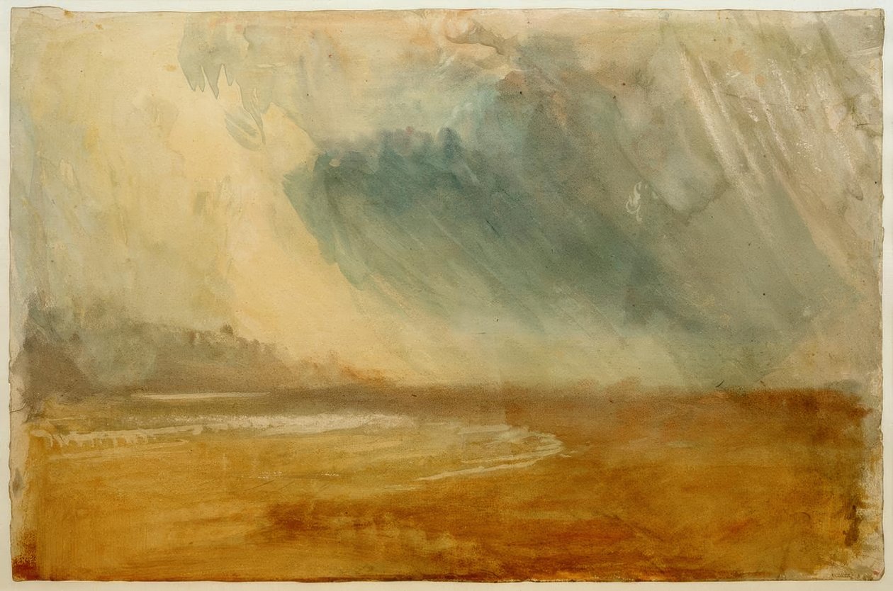Dešťové mraky se táhnou nad pláží: možná poblíž hradu Dunstanburgh od Joseph Mallord William Turner