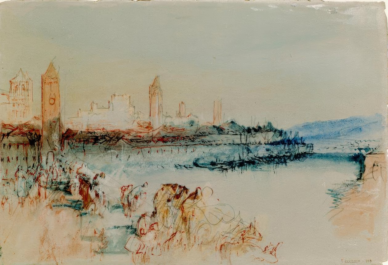 Řezno při pohledu z mostu od Joseph Mallord William Turner