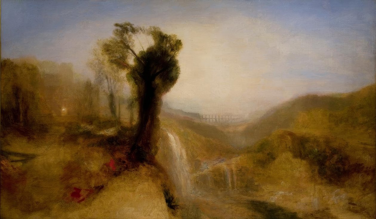 Jižní krajina s akvaduktem a vodopádem od Joseph Mallord William Turner