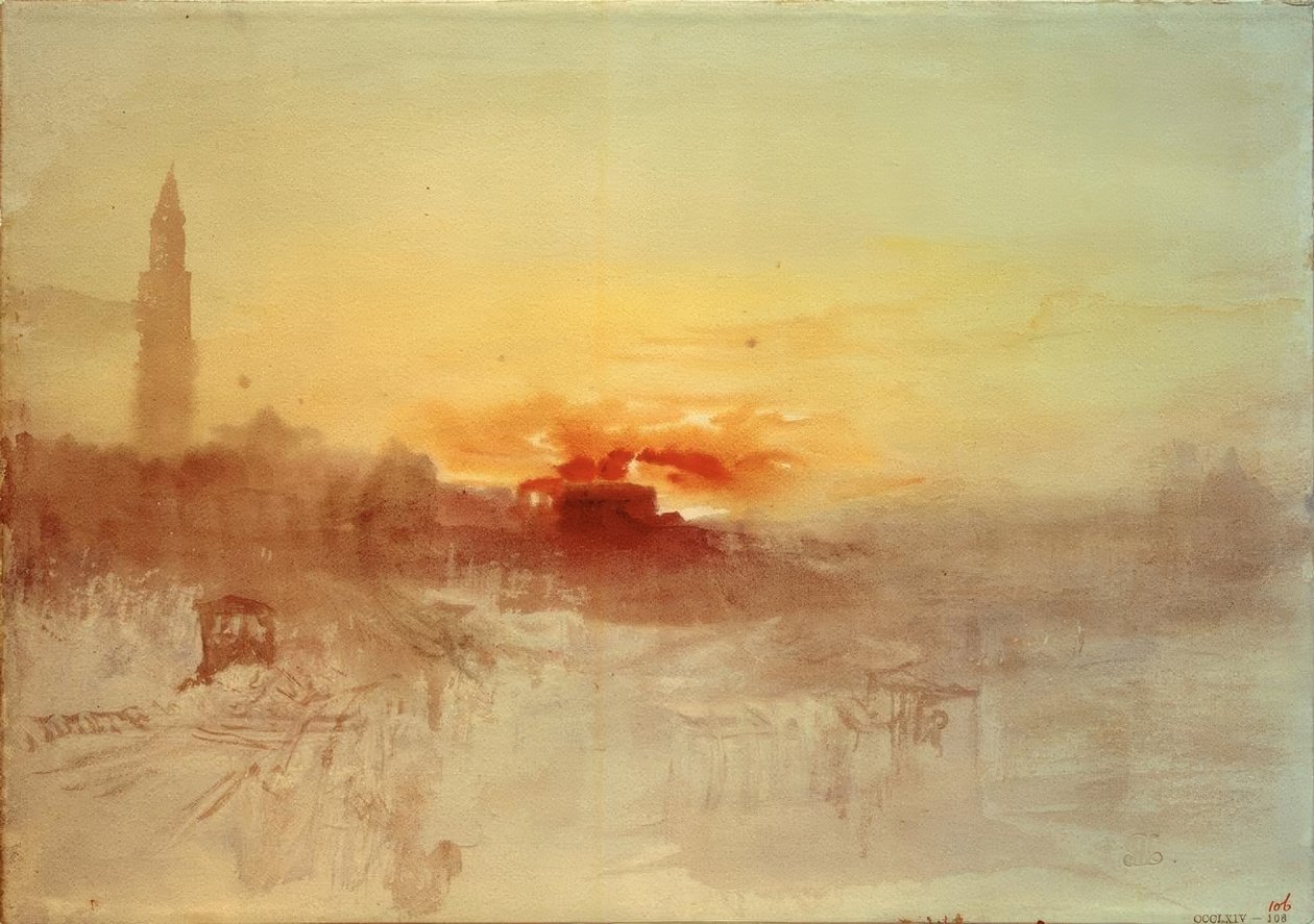 Benátky při východu slunce z hotelu Europa, s Campanile od Joseph Mallord William Turner