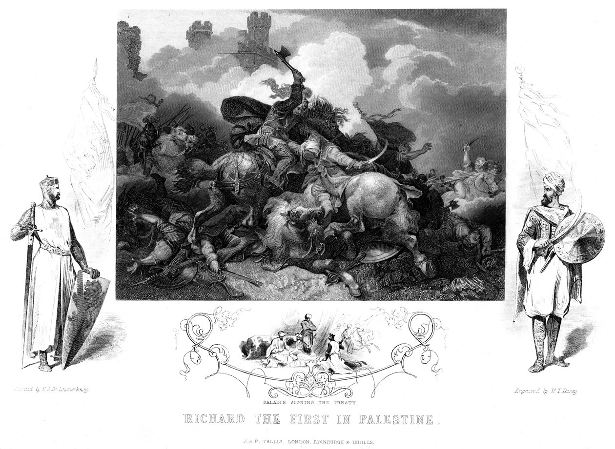 Král Richard I. 1157-119 v bitvě u Jaffy, 1192. od William Turner Davey