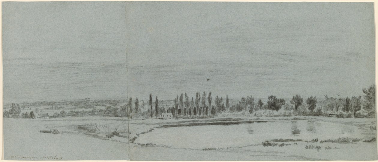 Rozsáhlá krajina s rybníkem od William Turner of Oxford