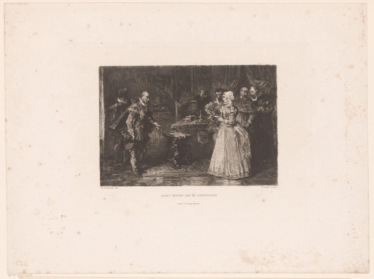 Alva navštěvuje regentku Margaret z Parmy, 1567 Albina návštěva u guvernérky (název na objektu) od William Unger
