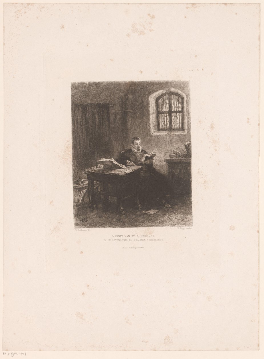 Philip van Marnix van Sint-Aldegonde ve vězení Marnix van St. Aldegonde, překládání žalmů ve vězení (název na předmětu) od William Unger