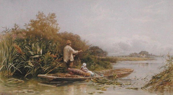 Lapači úhořů na Temži, kolem roku 1870 (akvarel na papíře) od William W. Gosling