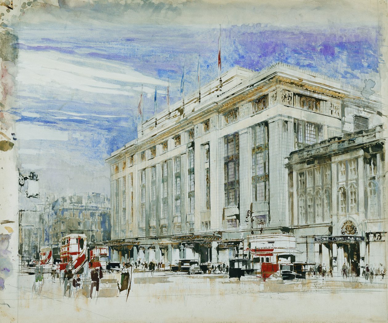 Perspektivní design pro Derry and Toms, Kensington High Street (fl od William Walcot