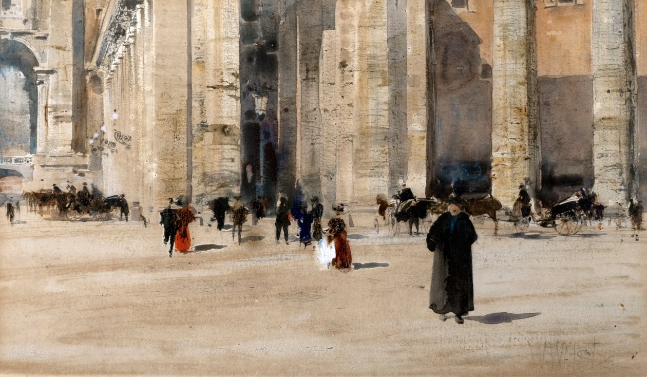 Berniniho kolonáda, Řím (akvarel s tělovou barvou a arabskou gumou) od William Walcot