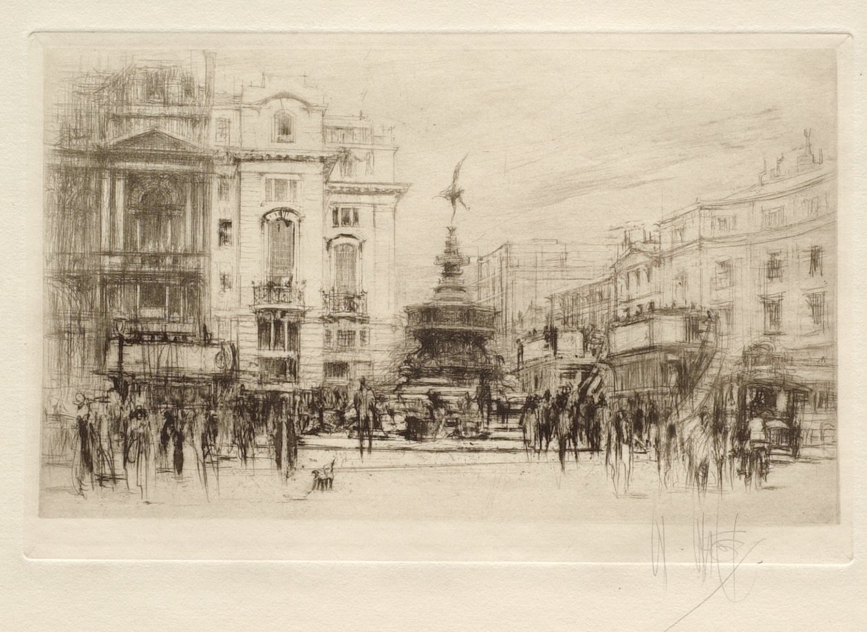 Piccadilly Circus, pohled směrem k Lower Regent Street, v pozadí Criterion Theatre od William Walcot