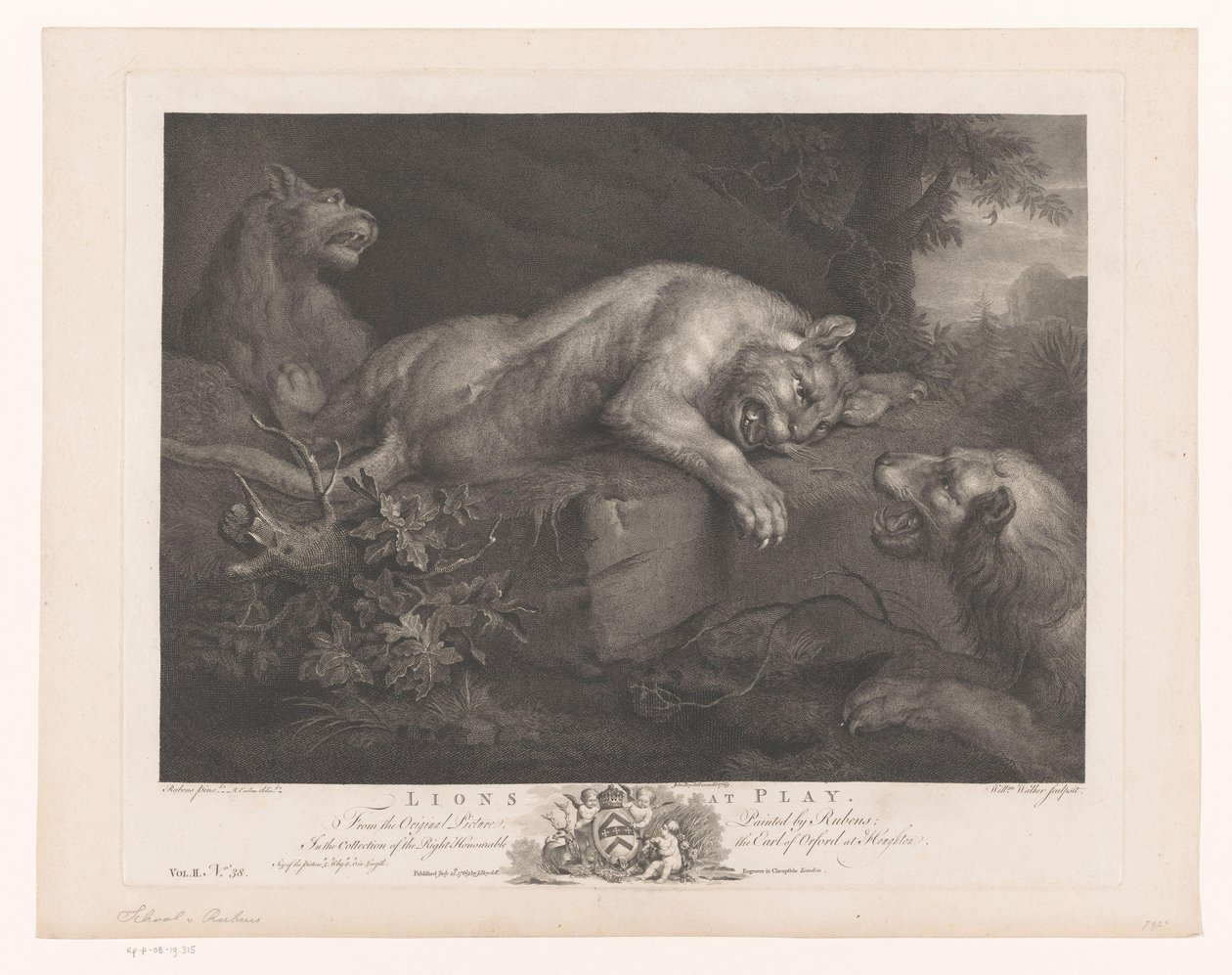 Drie spelende leeuwen Lvi ve hře (název na předmětu) Schilderijen v The Houghton Gallery (název série) The Houghton Gallery (název série) od William Walker