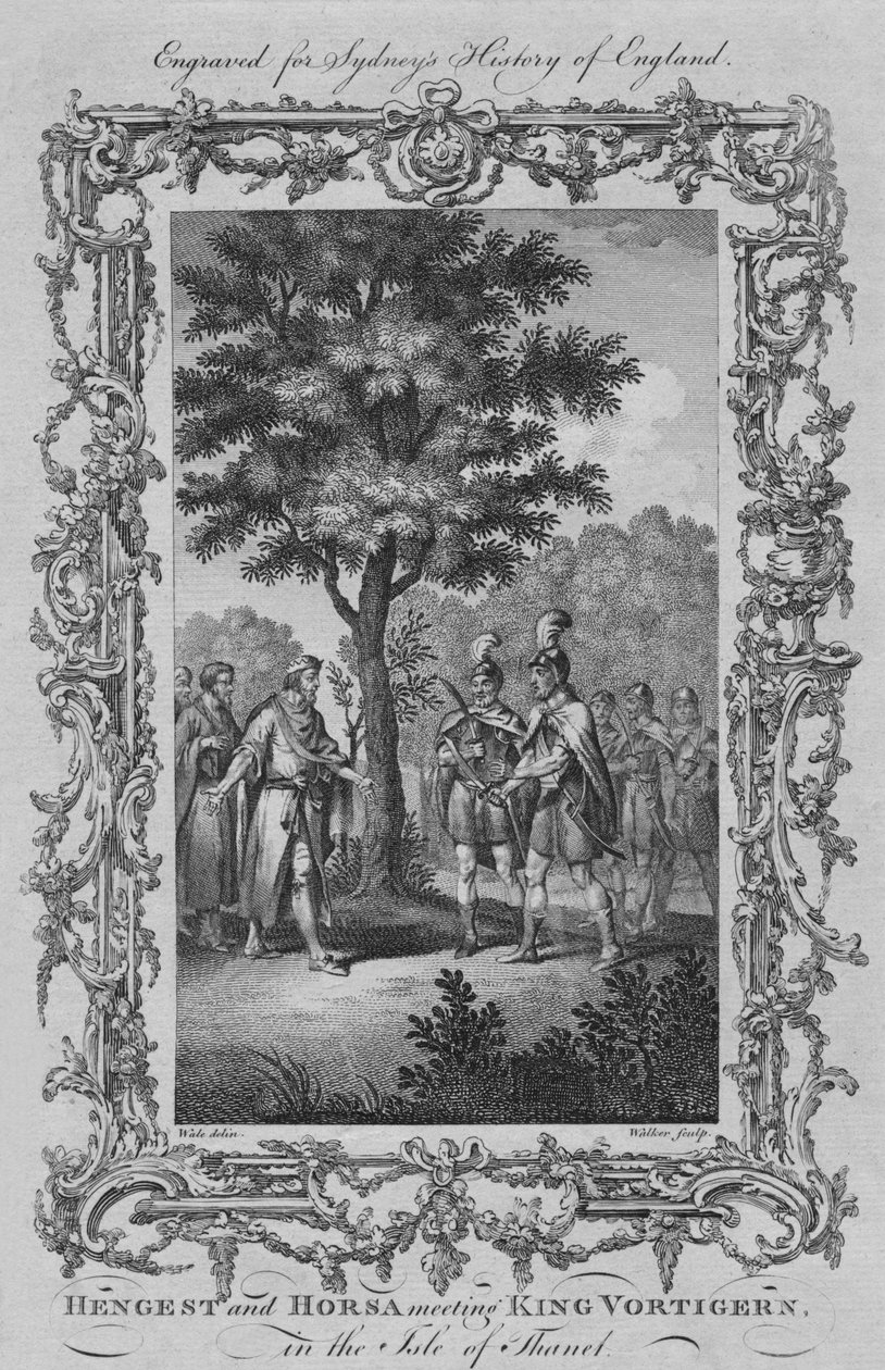 Setkání Hengesta a Horsy s králem Vortigernem na ostrově Thanet, 1773. od William Walker
