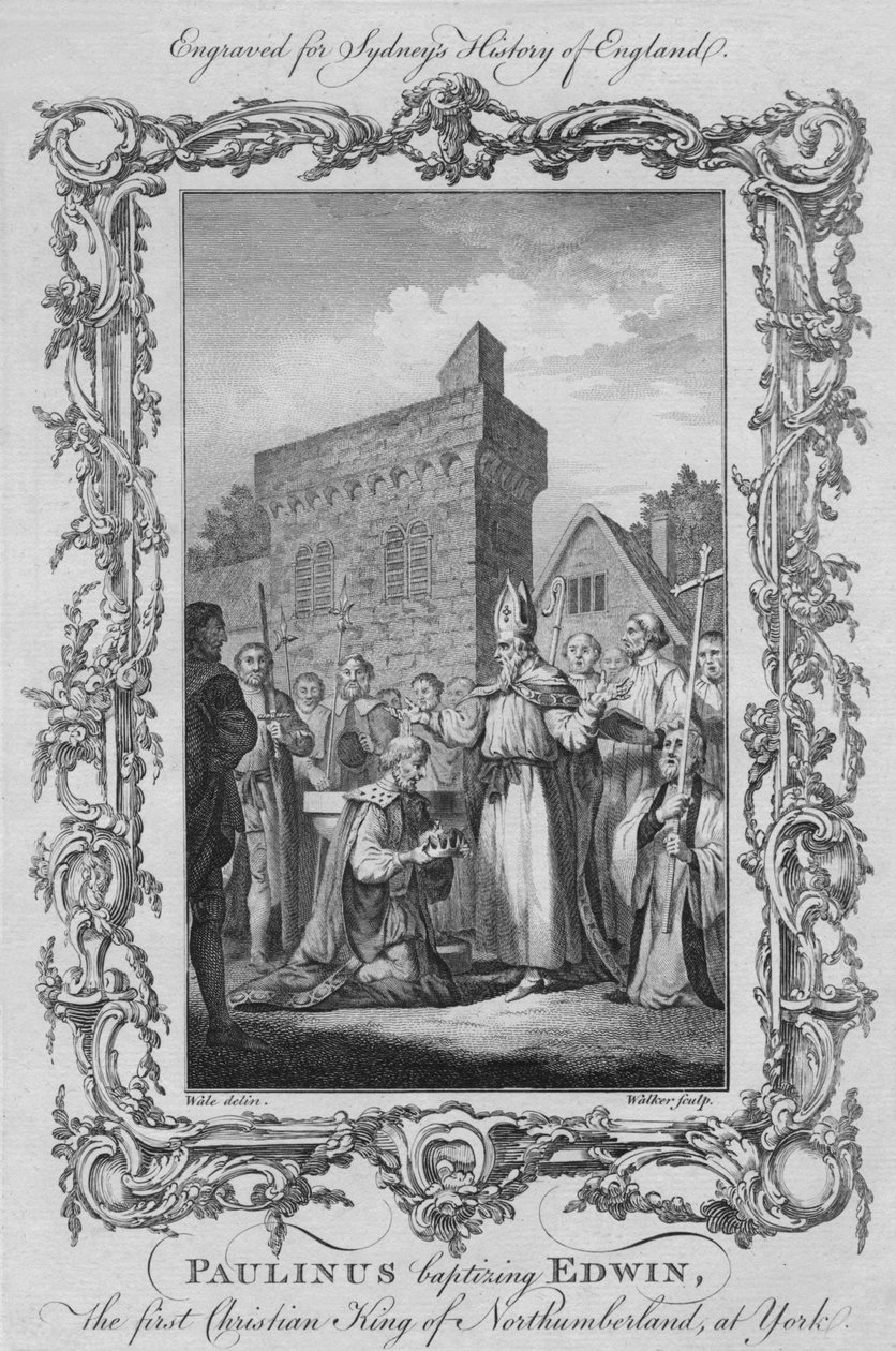 Paulinus křtil Edwina, prvního křesťanského krále Northumberlandu, v Yorku, 1773. od William Walker