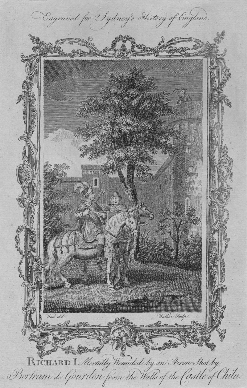 Richard I. smrtelně zraněn šípem vystřeleným Bertramem de Gourdonem ze zdí hradu C od William Walker