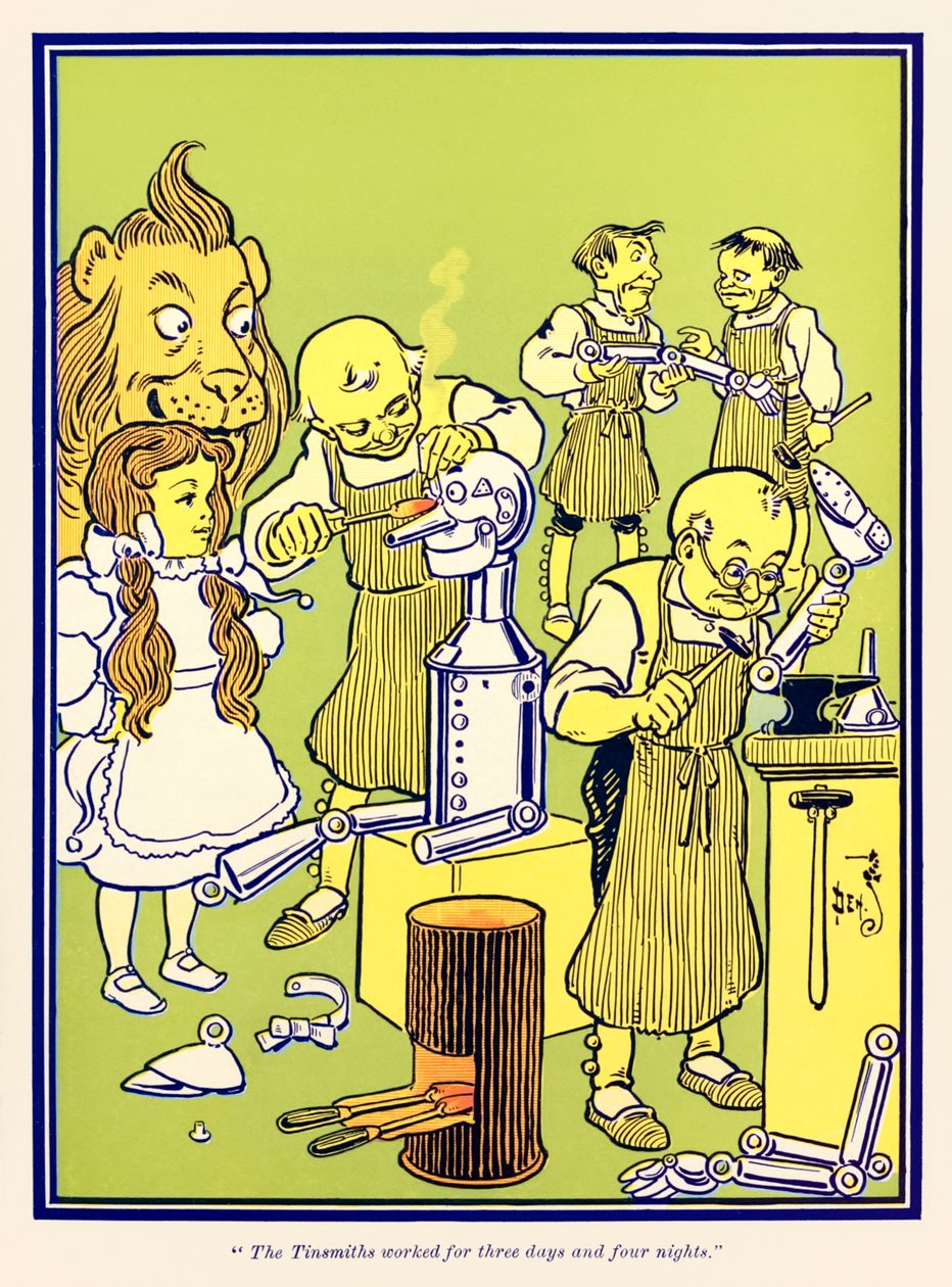 "Klempíři pracovali tři dny a čtyři noci." z "The Wonderful Wizard of Oz" od L. Franka Bauma od William Wallace Denslow