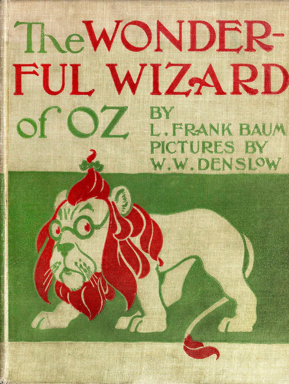 The Wonderful Wizard of Oz - The Wizard of Oz: plátno ilustrované Denslowem, William Wallace (1856-1915) prvního vydání 1900 knihy Franka Bauma (1856-1919) -děsivý lev (poltron) - soukromá sbírka - od William Wallace Denslow