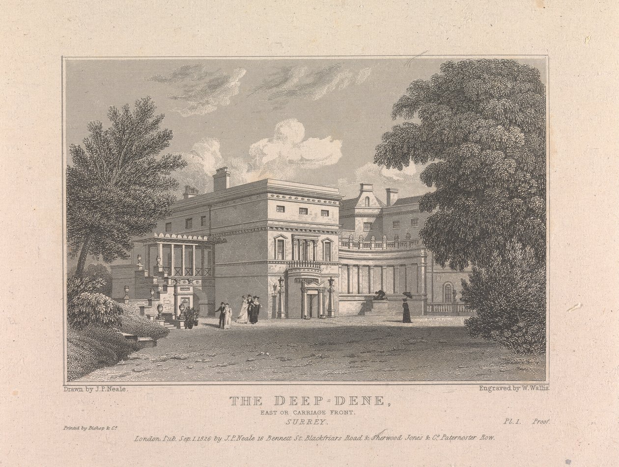 Deep-Dene. East nebo Carriage Front, Surrey od William Wallis