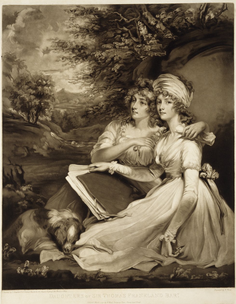 Dcery sira Thomase Franklanda, Baronet, 1797 (mezzotinta hnědým inkoustem) od William Ward