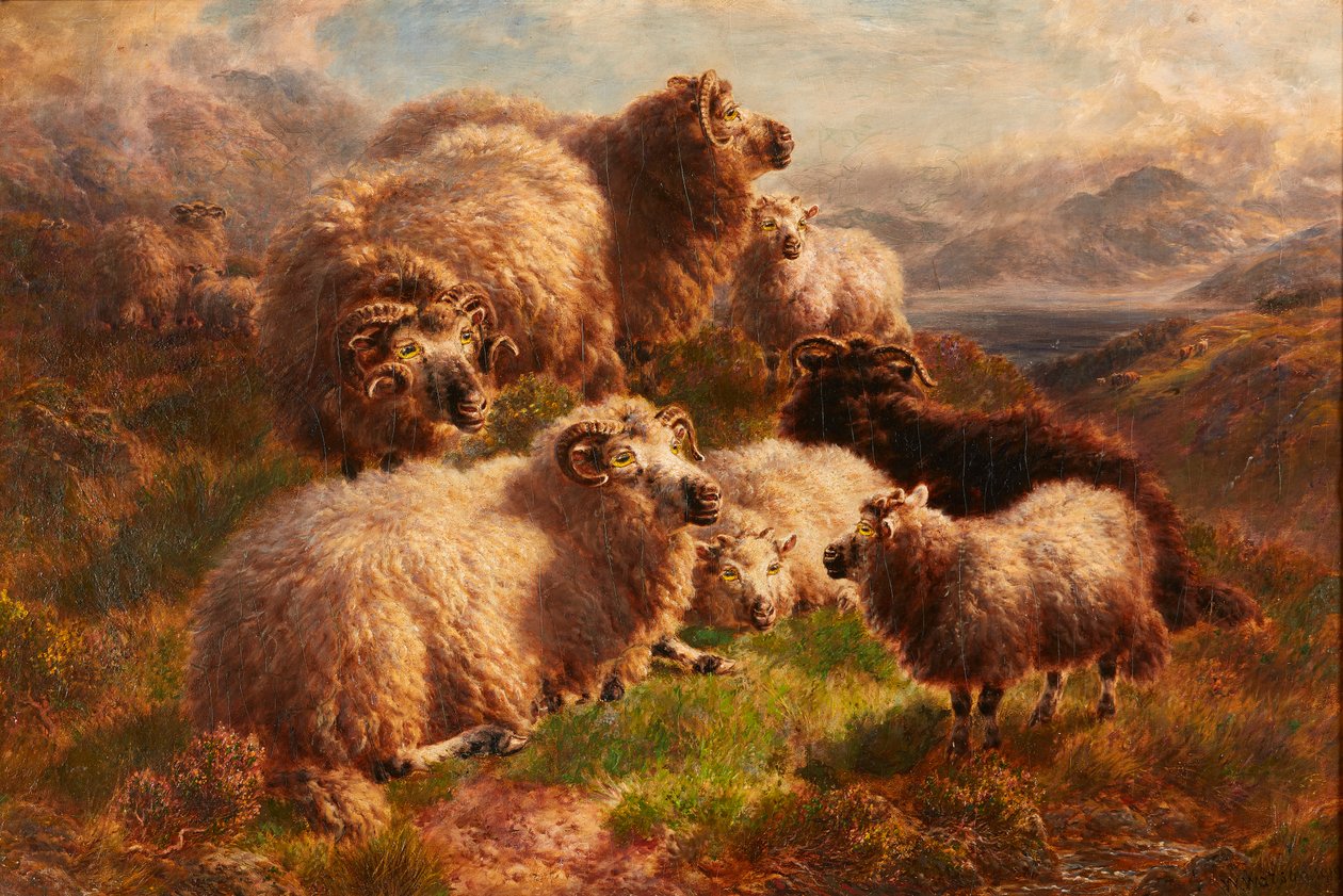 Večer na kopcích, Loch Tay, Perthshire (olej na plátně) od William Watson