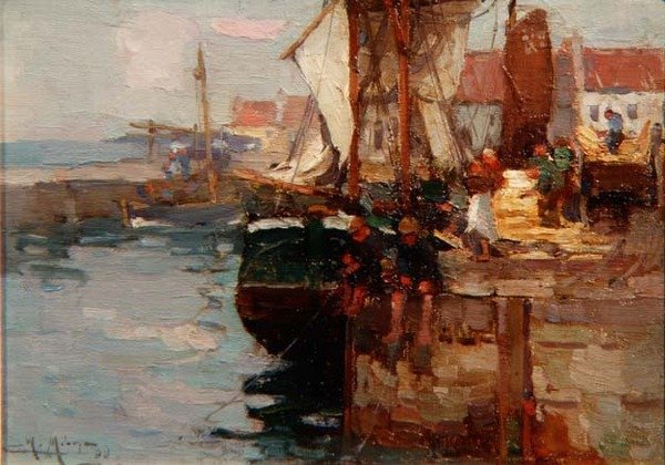 Rybaření na Quayside od William Watt Milne