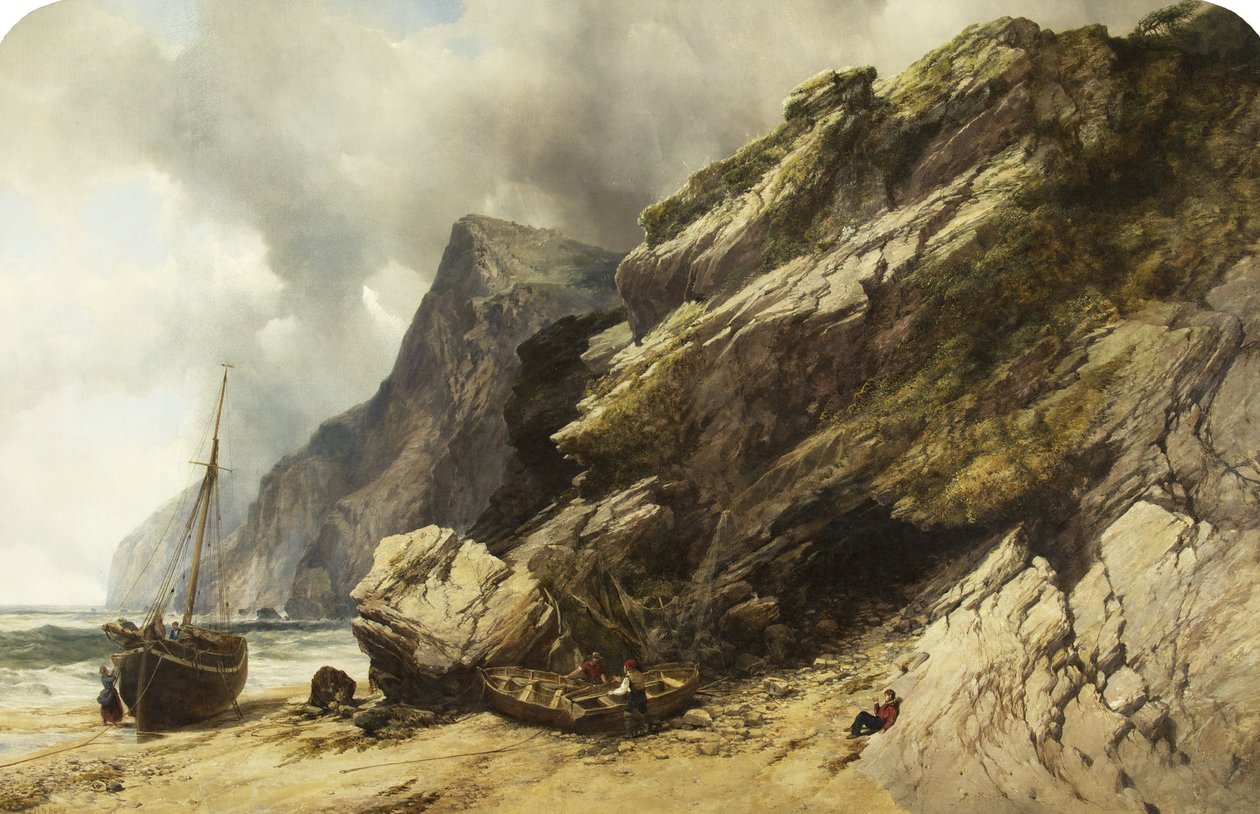 Cheyne Beach, Ilfracombe, kolem roku 1845 (olej na plátně) od William West