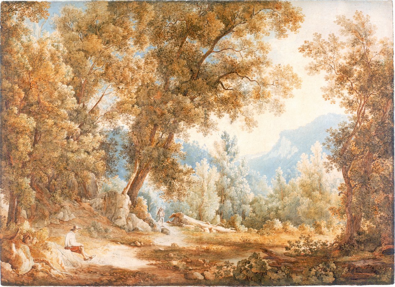 Krajina s figurami, asi 1807-1820 (akvarel) od William Westall