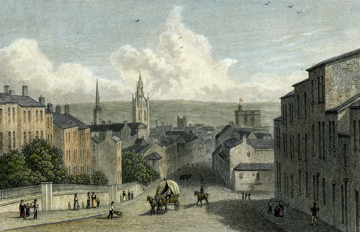 Newcastle z Westgate Hill, vyryto Edwardem Findenem, 1830 od William Westall