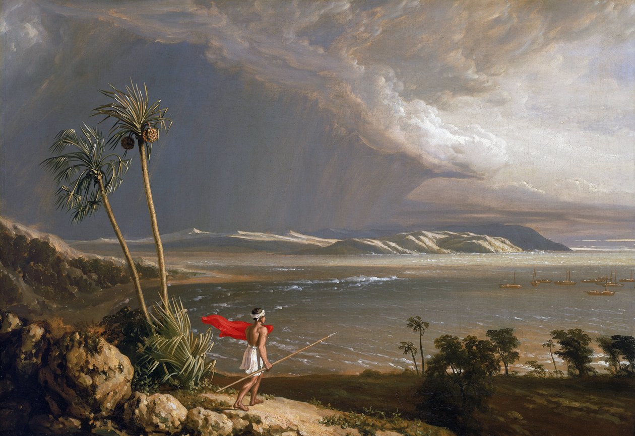Pohled na Malajskou zátoku na ostrově Pobassoo (Austrálie) v únoru 1803. Olej na plátně, počátek 19. století, autor William Westall (1781-1850). od William Westall