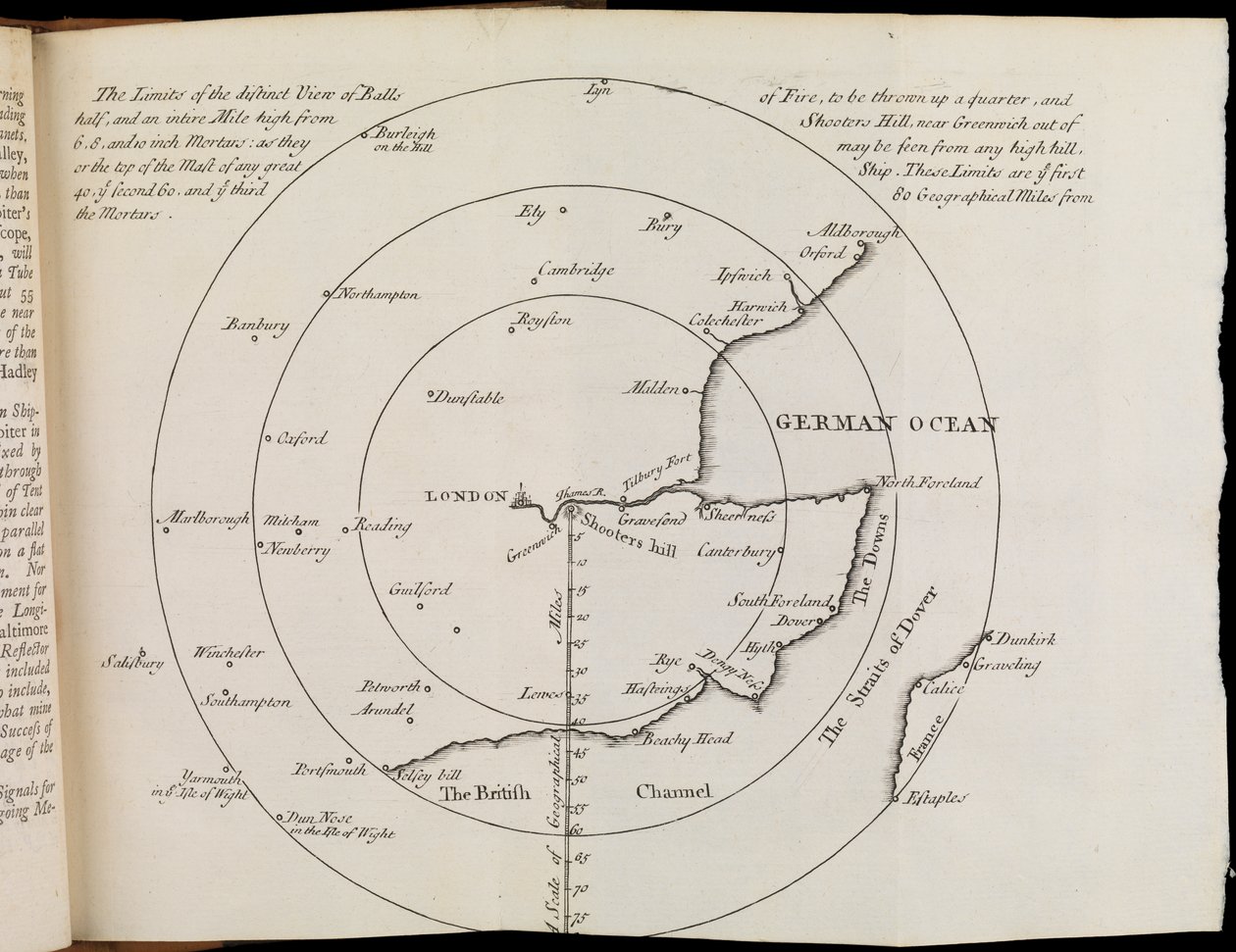 Mapa jihovýchodní Anglie od William Whiston