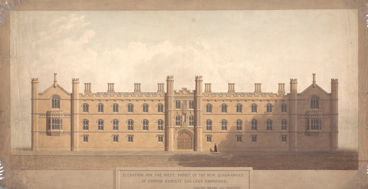 Výška pro západní frontu nového čtyřúhelníku Corpus Christi College, Cambridge od William Wilkins