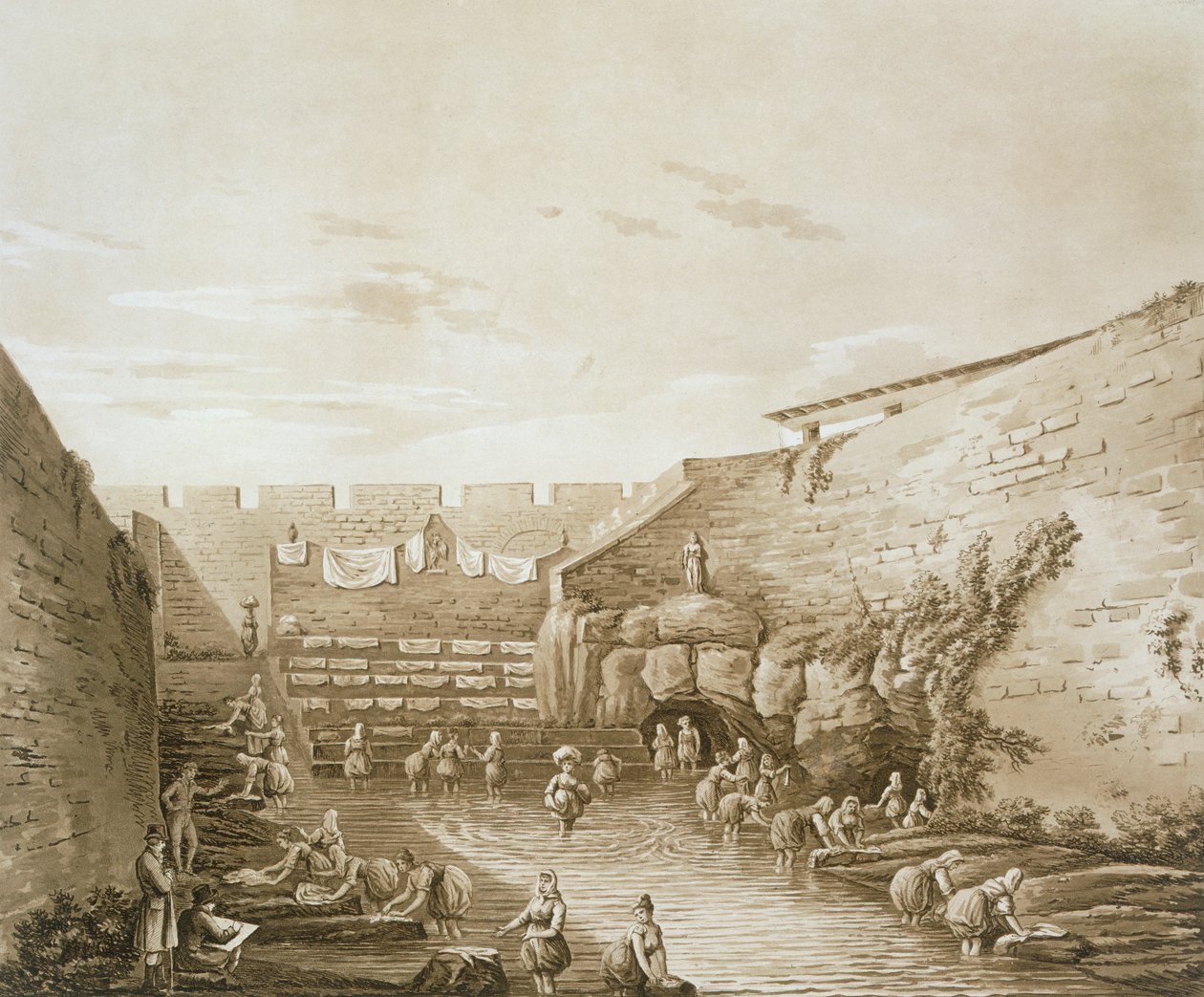 Umývačky u fontány Arethusa, hospoda. 1807. od William Wilkins