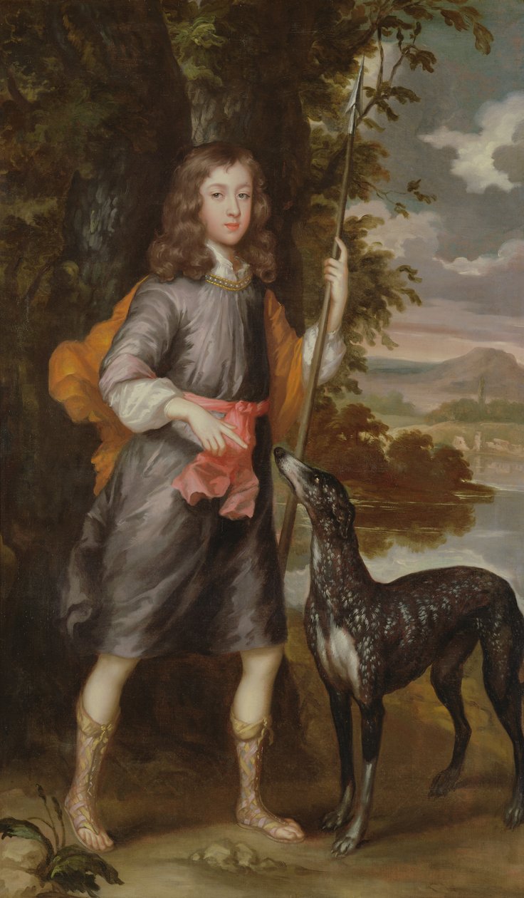 Chlapec s kopím a psem, kolem roku 1685 od William Wissing or Wissmig