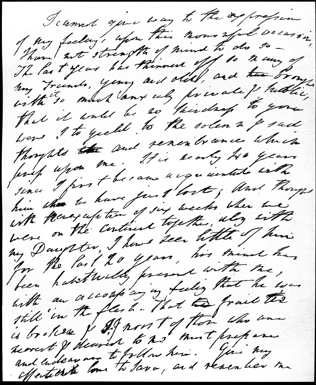 Kondolenční dopis Henrymu Nelsonu Coleridgeovi k úmrtí jeho strýce a tchána Samuela Taylora Coleridge 25. července 1834, 29. července 1834 (pero a tuš na papíře) od William Wordsworth