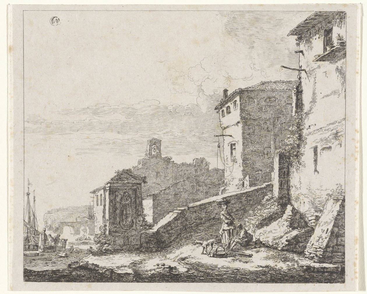 Pohled na vesnici v přístavu od William Young Ottley (possibly)