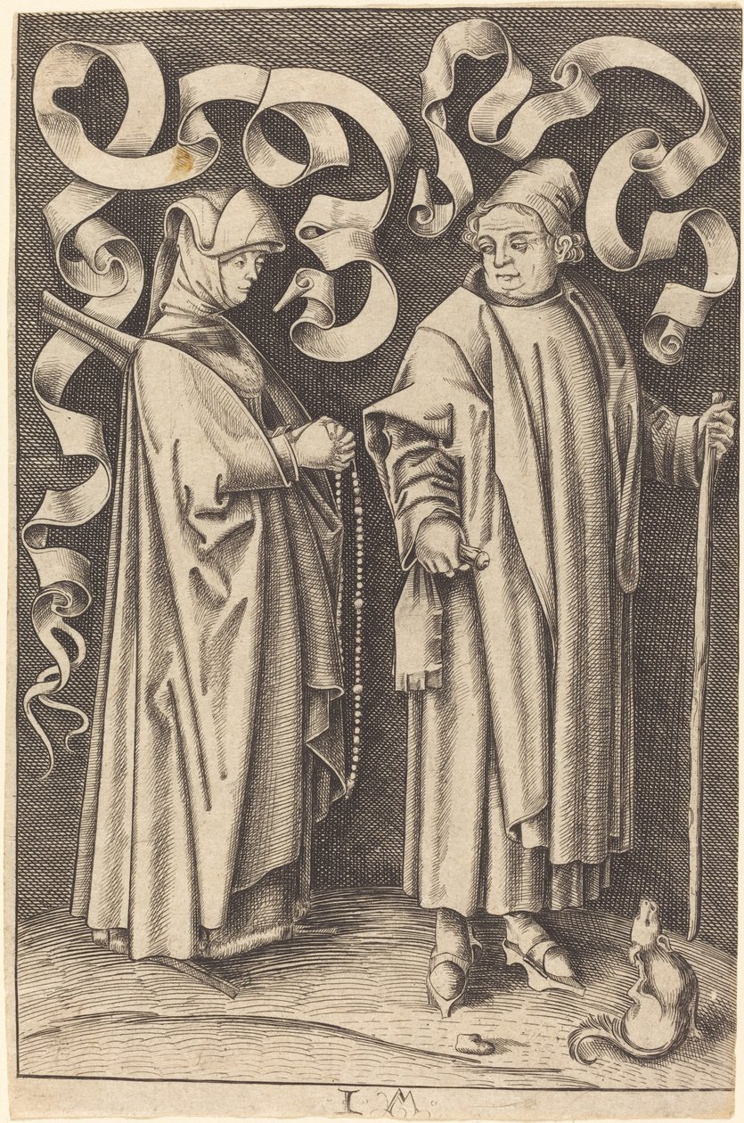 Návštěvníci kostela od William Young Ottley after Israhel van Meckenem