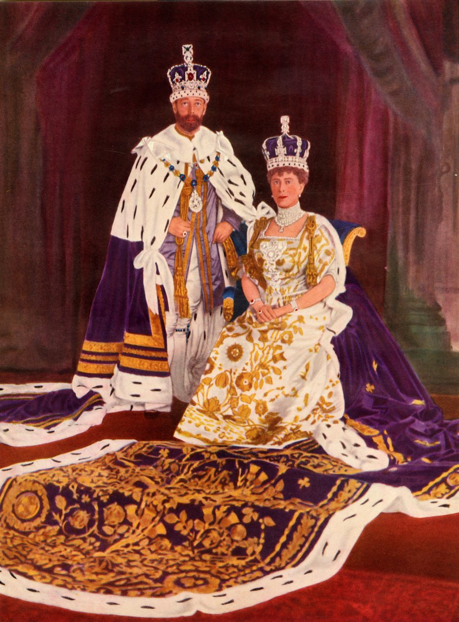 Jejich Veličenstva král Jiří V. a královna Marie v korunovačních róbách, 1911, 1951. od William and Daniel Downey