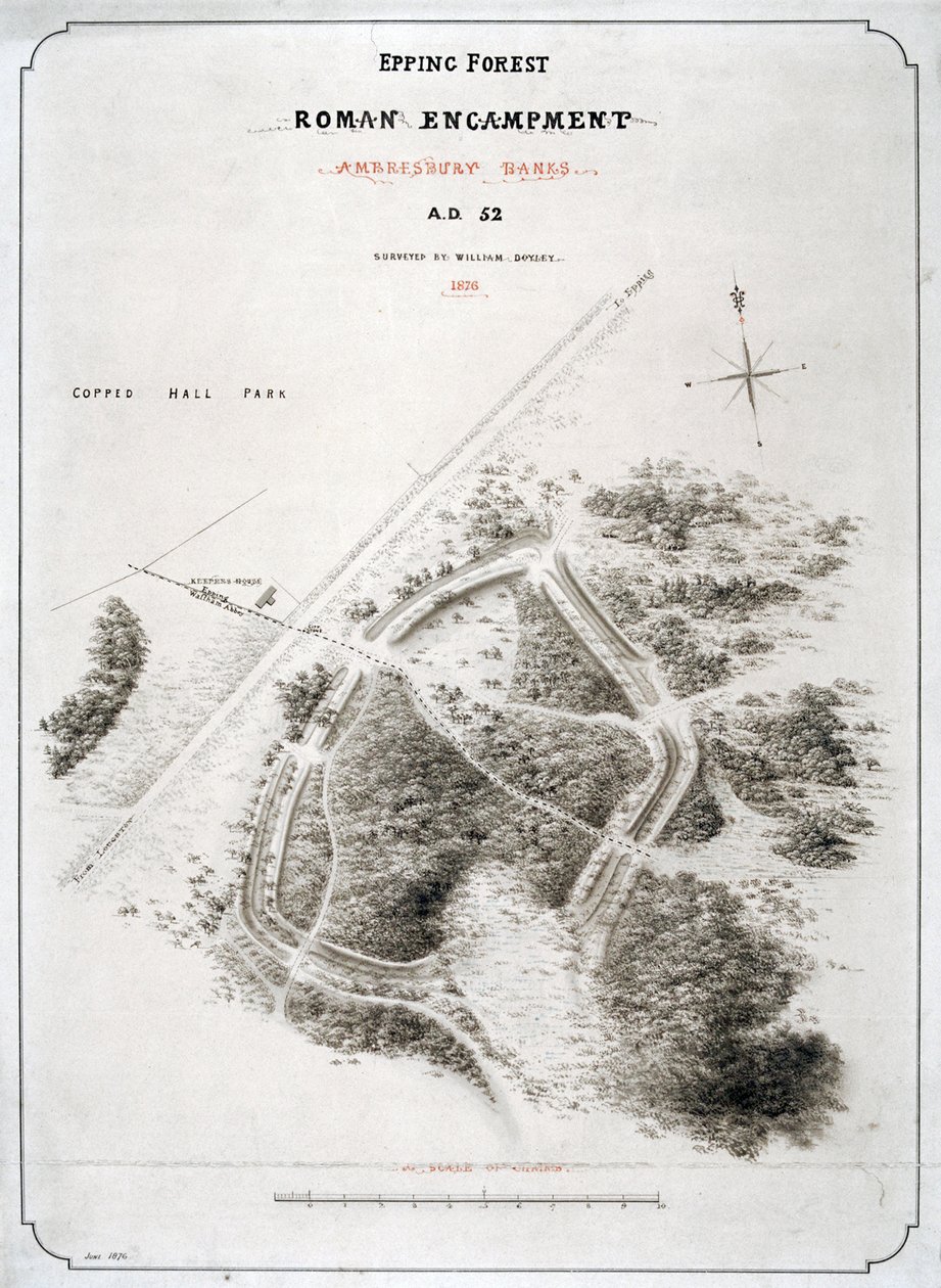 Římský tábor v Epping Forest, Essex, 1876 od William d
